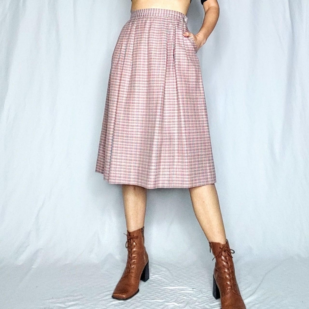 SOLD 80s A-line 100% silk vintage skirt - Picture 4 of 7